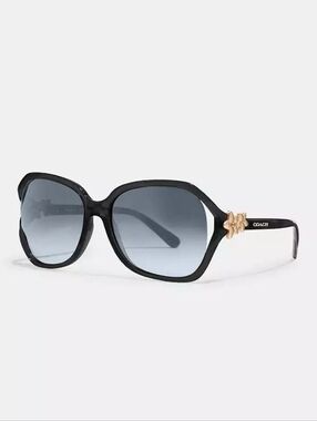 NWT! Coach Sunglasses with Gradient Gray Lenses and Gold Floral Accent